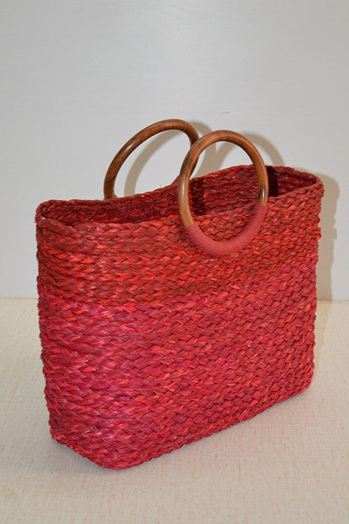 Sabai Grass Basket Bag Red