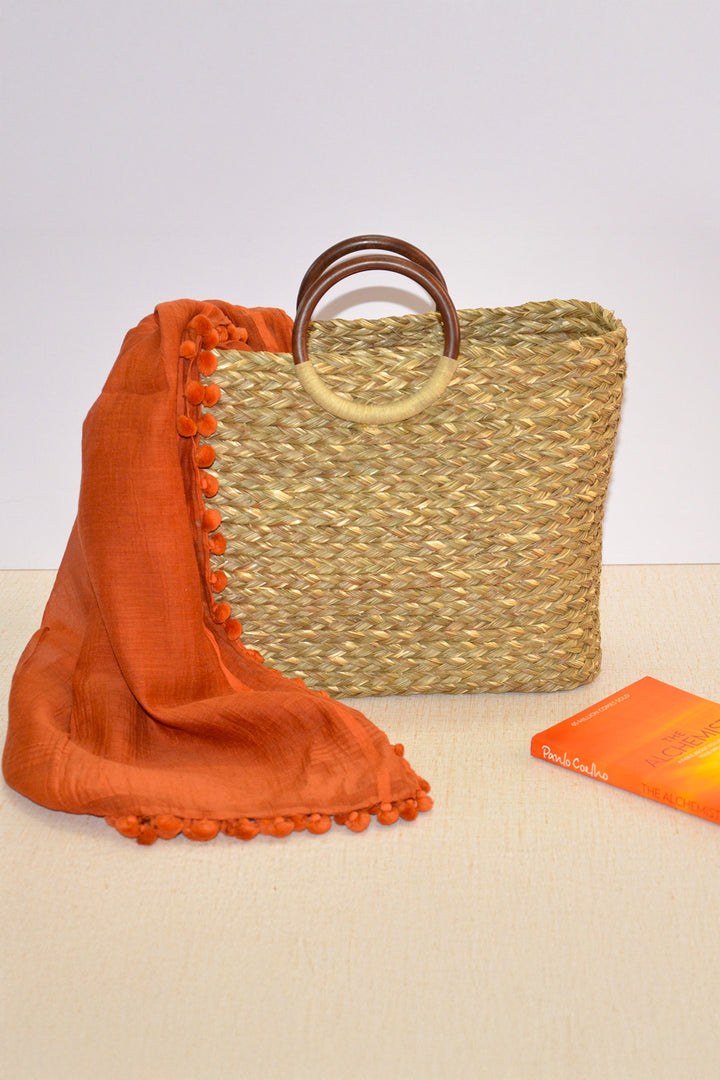 Sabai Grass Hand Basket Bag Natural