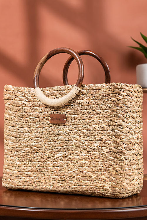 Sabai Grass Hand Basket Bag Natural