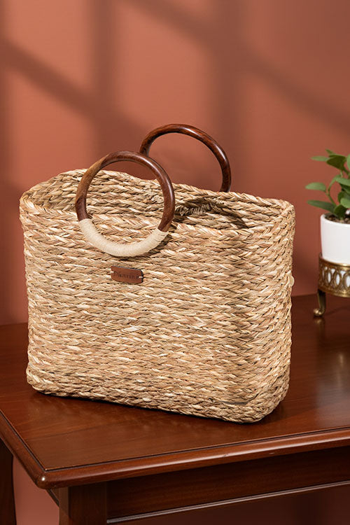 Sabai Grass Hand Basket Bag Natural