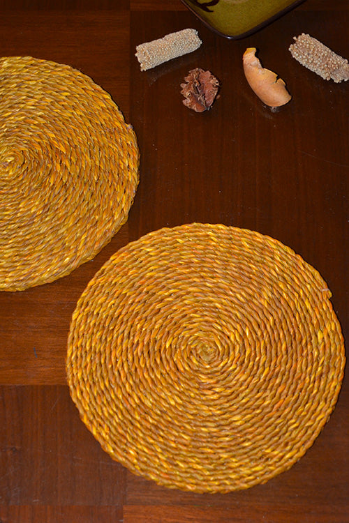 Sabai Grass Round Trivets Mustard (Set of 2)