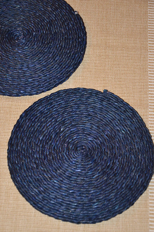 Sabai Grass Round Trivets Blue (Set of 2)