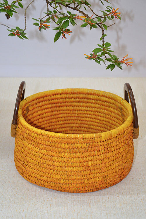 Sabai &amp; Palm Round Utility Basket Mustard