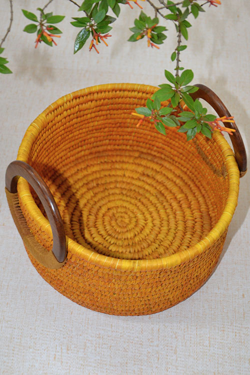 Sabai &amp; Palm Round Utility Basket Mustard