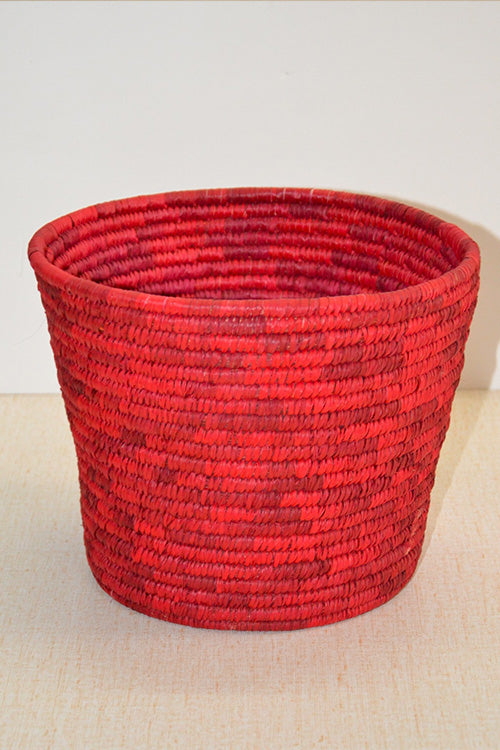 Sabai Grass & Palm Leaf Bin & Planter Red (Large)