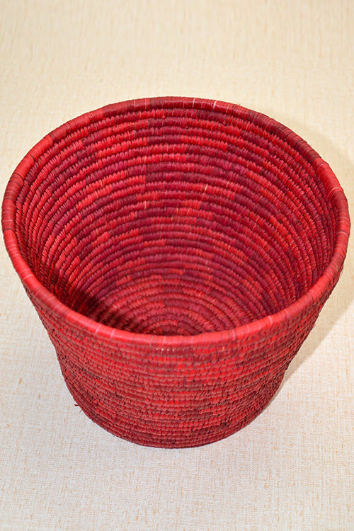 Sabai Grass & Palm Leaf Bin & Planter Red (Large)