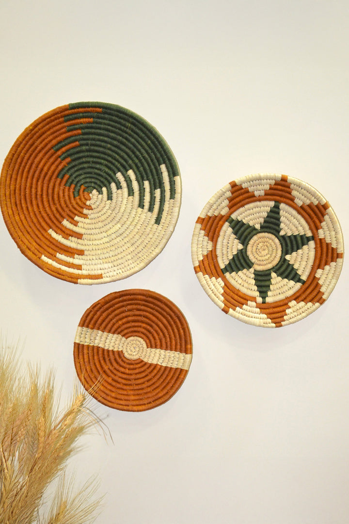 Sabai Wall Baskets Mustard Green Natural (Set of 3)