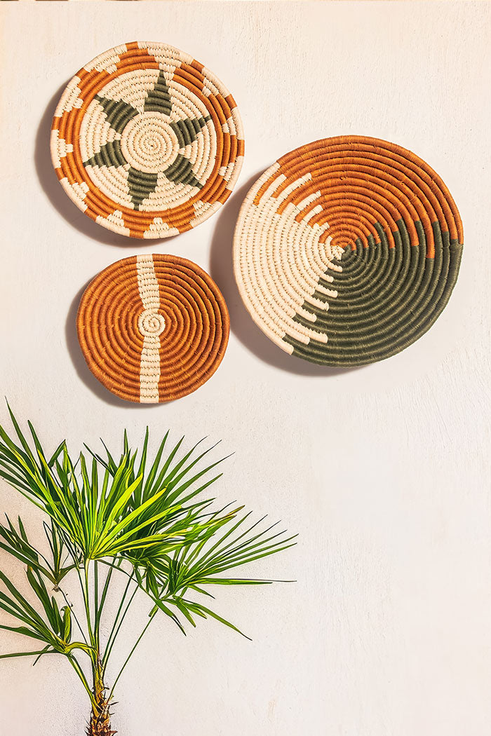 Sabai Wall Baskets Mustard Green Natural (Set of 3)