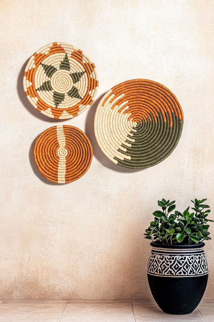 Sabai Wall Baskets Mustard Green Natural (Set of 3)