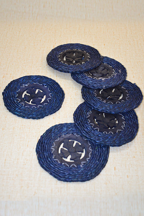 Sabai Grass & Wood Coasters Blue (Set of 6)