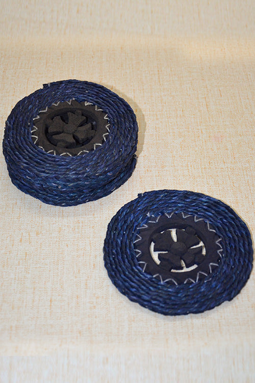 Sabai Grass & Wood Coasters Blue (Set of 6)