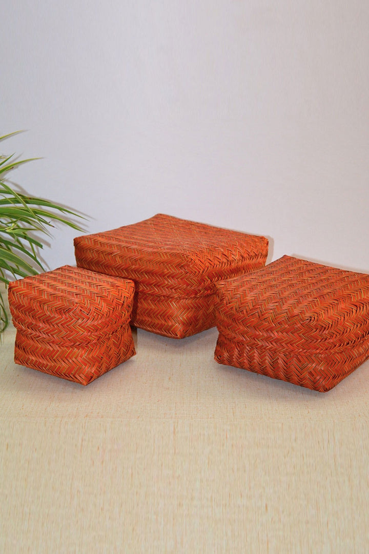 Sitalpati Gift & Utility Boxes Rust (Set of 3)