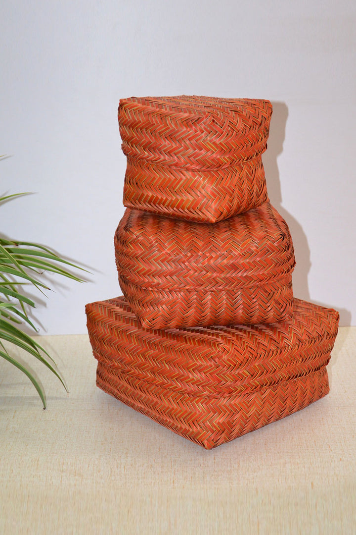 Sitalpati Gift & Utility Boxes Rust (Set of 3)