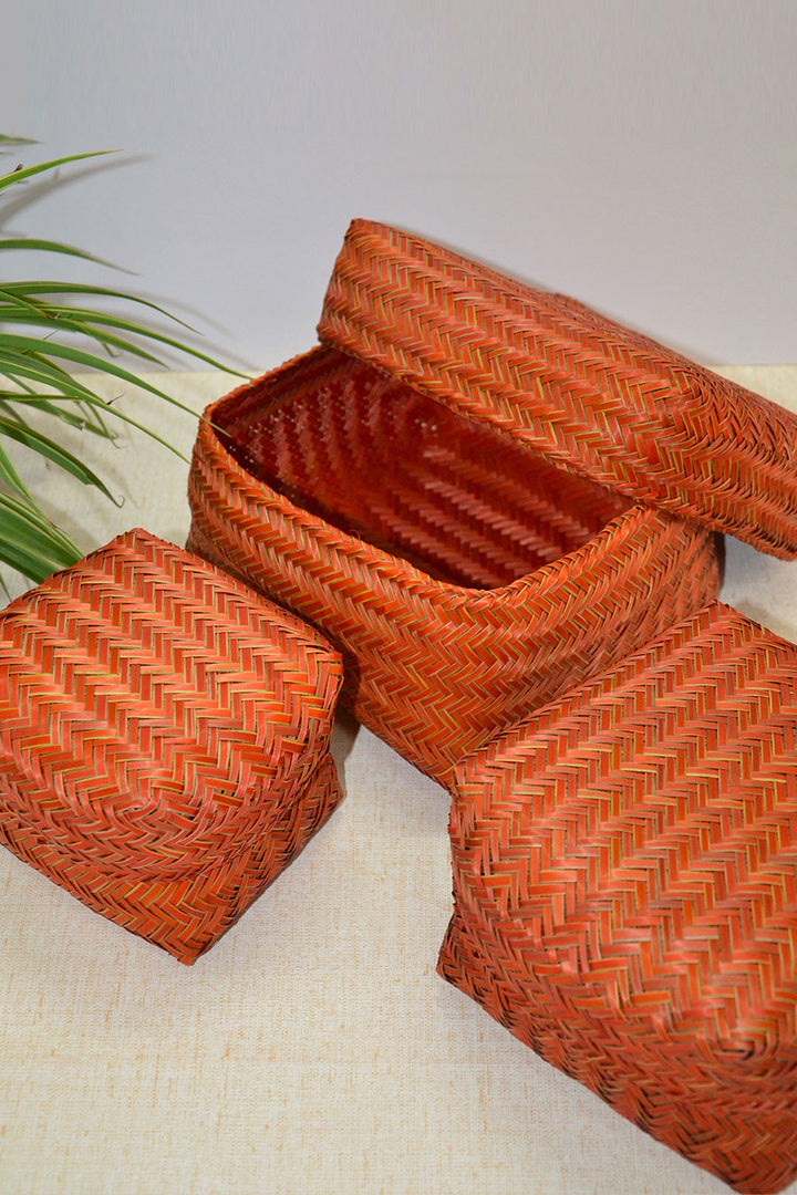 Sitalpati Gift & Utility Boxes Rust (Set of 3)