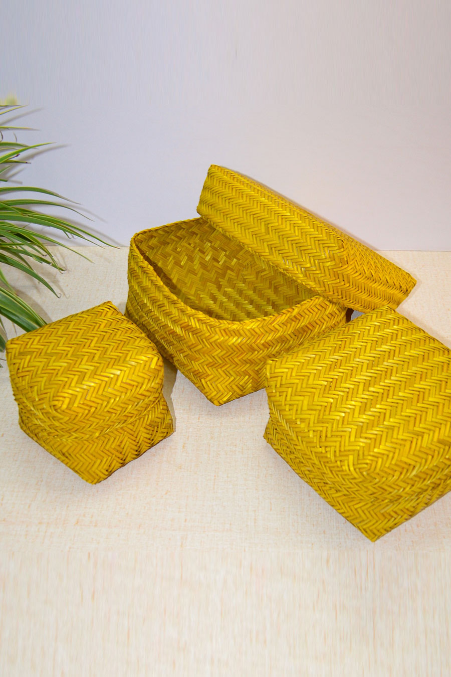 Sitalpati Gift & Utility Boxes Mustard (Set of 3)