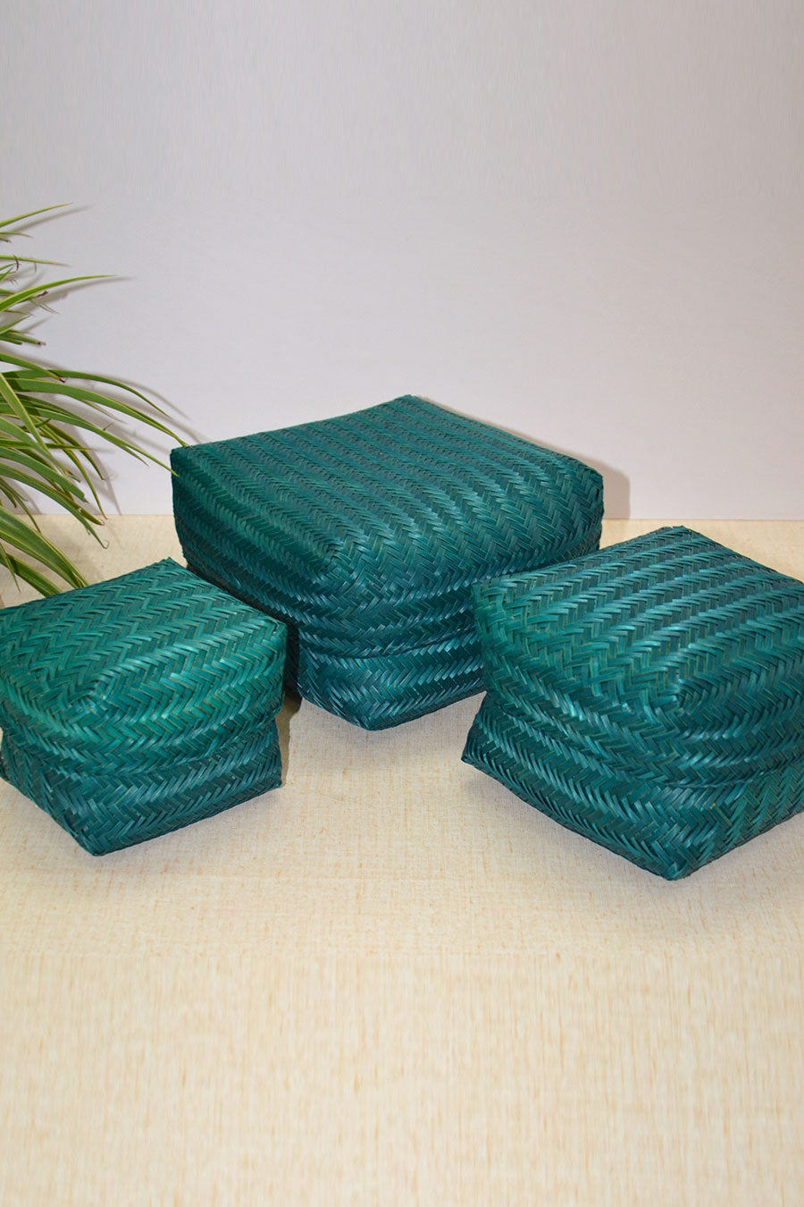 Sitalpati Gift & Utility Boxes Teal (Set of 3)