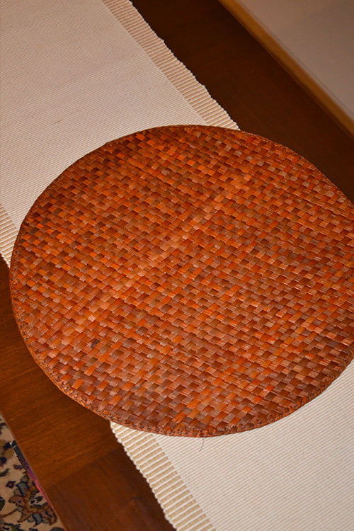 Screw Pine Round Mat Mustard