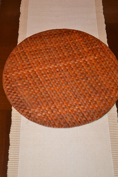 Screw Pine Round Mat Mustard