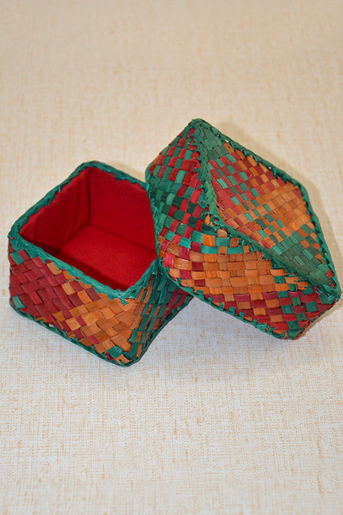 Screw Pine Gift & Trinket Box (Orange Green Red)