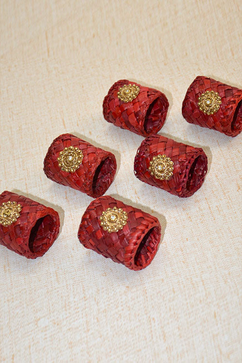 Screw Pine Napkin Rings Red (Set of 6)