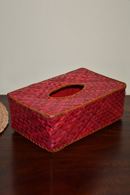 Screw Pine Rectangular Tissue Box Red