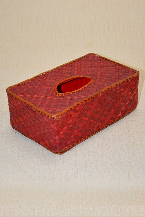 Screw Pine Rectangular Tissue Box Red