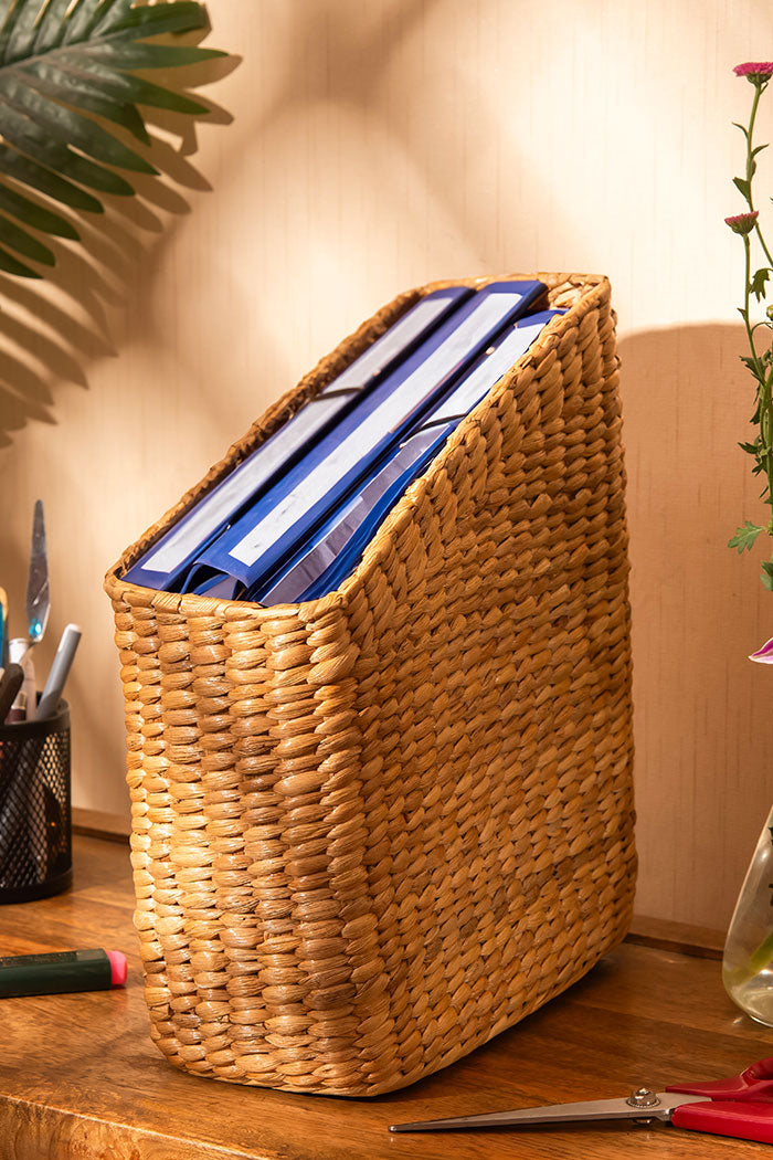 Water Hyacinth Magazine & File Holder Natural