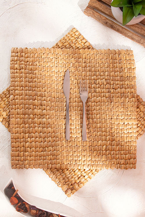 Water Hyacinth Square Place Mats Natural (Set of 2)