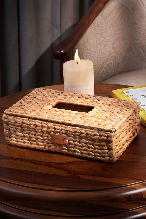 Water Hyacinth Rectangular Tissue Box Natural