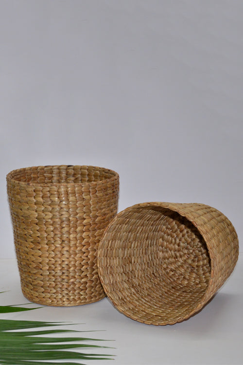 Water Hyacinth Waste Paper Basket Bin Natural