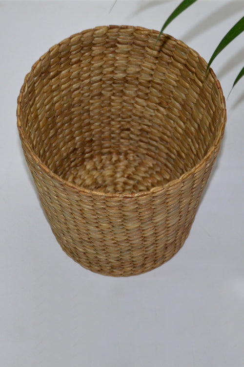 Water Hyacinth Waste Paper Basket Bin Natural