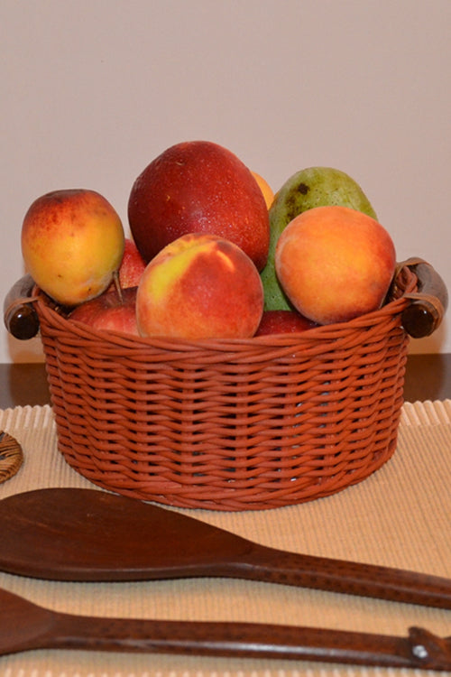 Rattan Round Bread & Utility Basket (Rust)