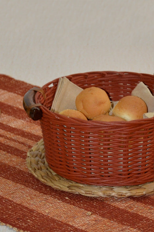 Rattan Round Bread & Utility Basket (Rust)