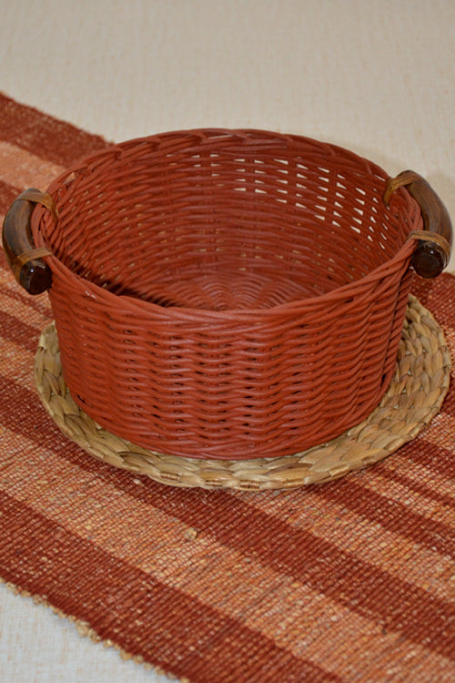 Rattan Round Bread & Utility Basket (Rust)