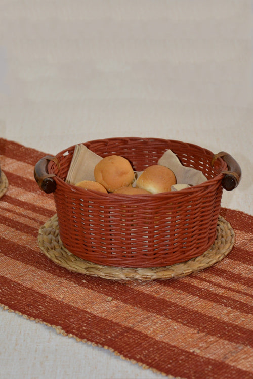 Rattan Round Bread & Utility Basket (Rust)