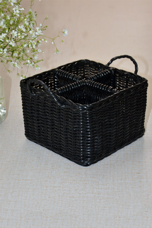 Rattan Cutlery Holder Charcoal