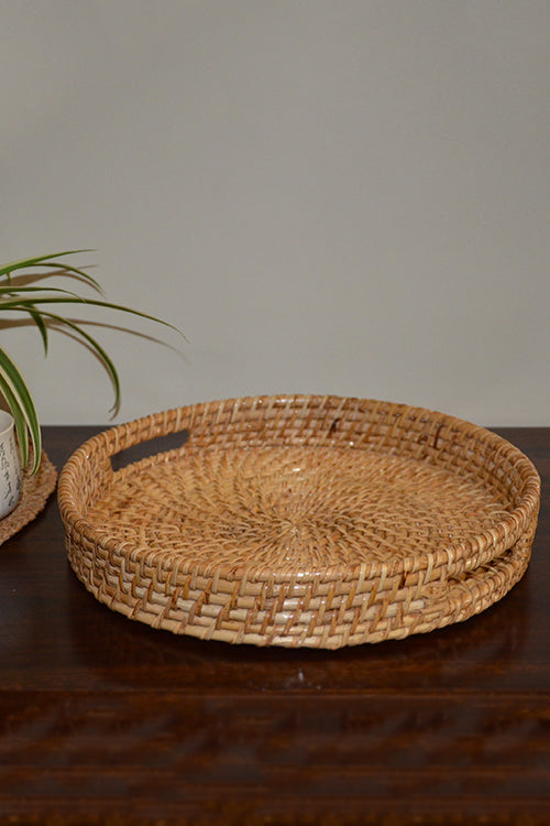 Cane Round Tray Natural