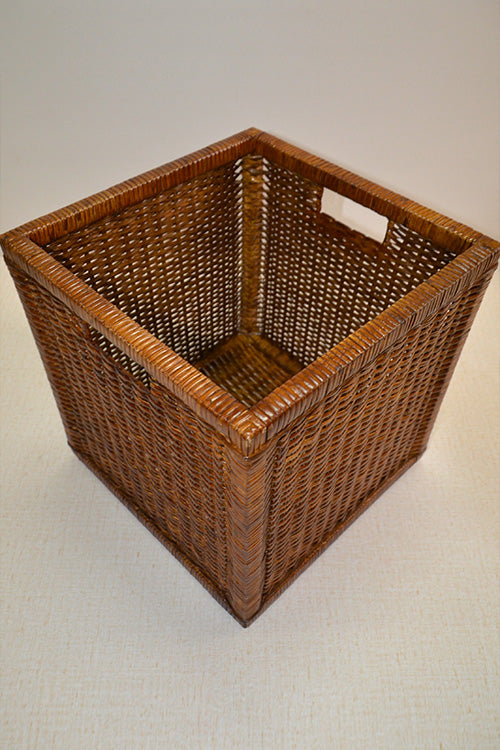 Rattan Square Storage & Laundry Basket (Teak)