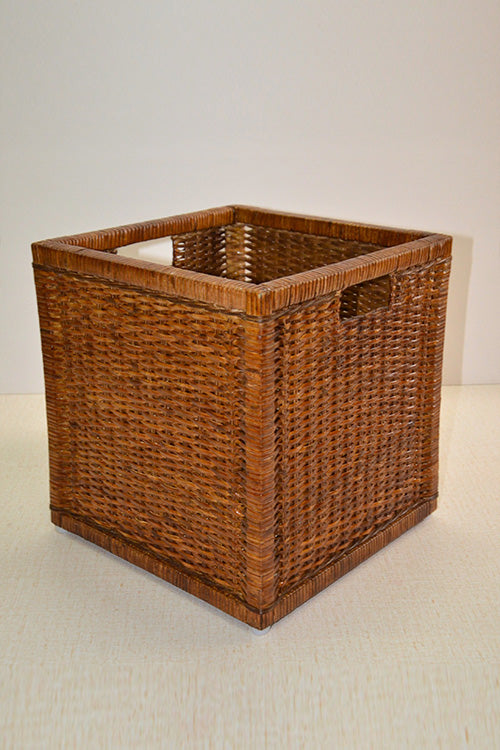 Rattan Square Storage & Laundry Basket (Teak)