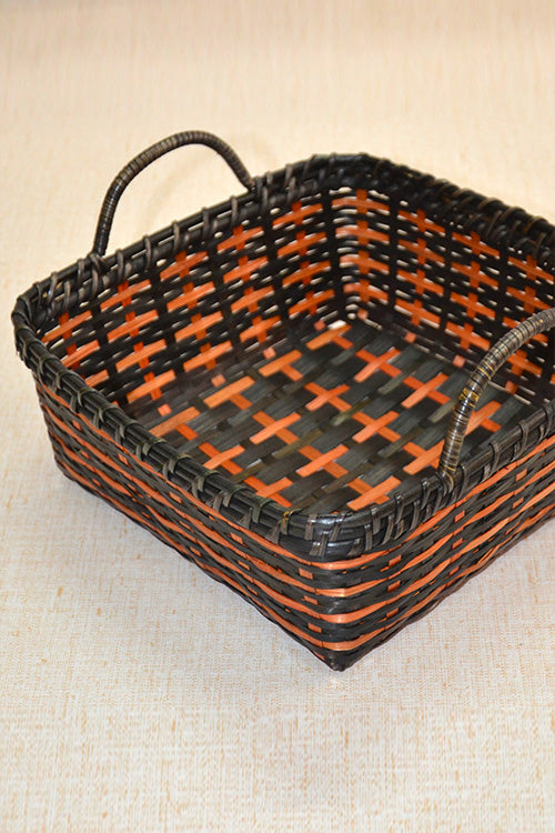 Cane & Bamboo Square Basket Black Rust