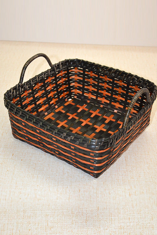 Cane & Bamboo Square Basket Black Rust