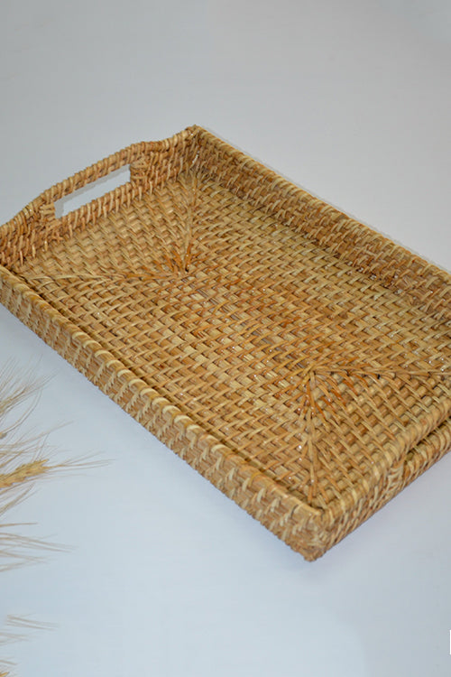 Cane Rectangular Serving Tray Natural