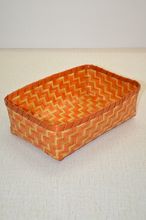 Bamboo Rectangular Gift & Utility Basket Rust Natural