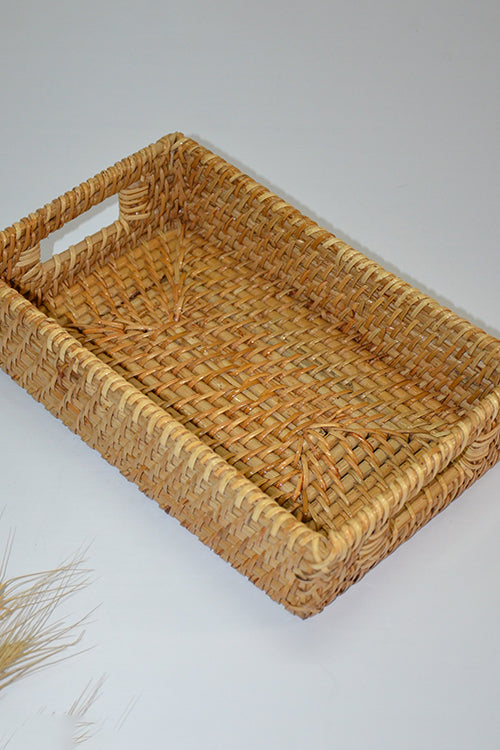 Cane Rectangular Utility Basket Natural