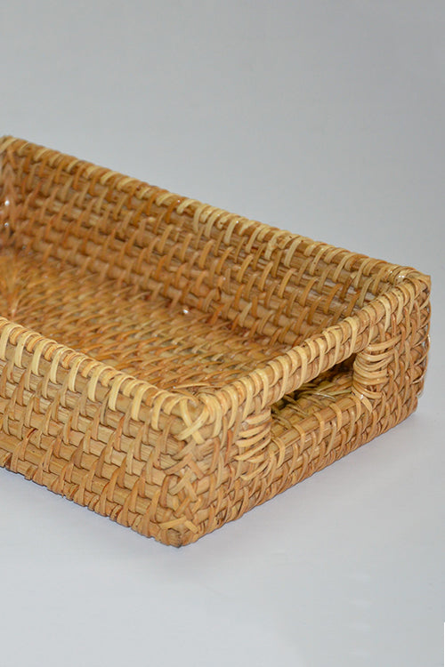 Cane Rectangular Utility Basket Natural