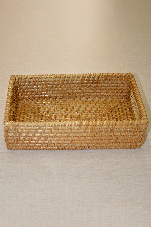 Cane Rectangular Utility Basket Natural