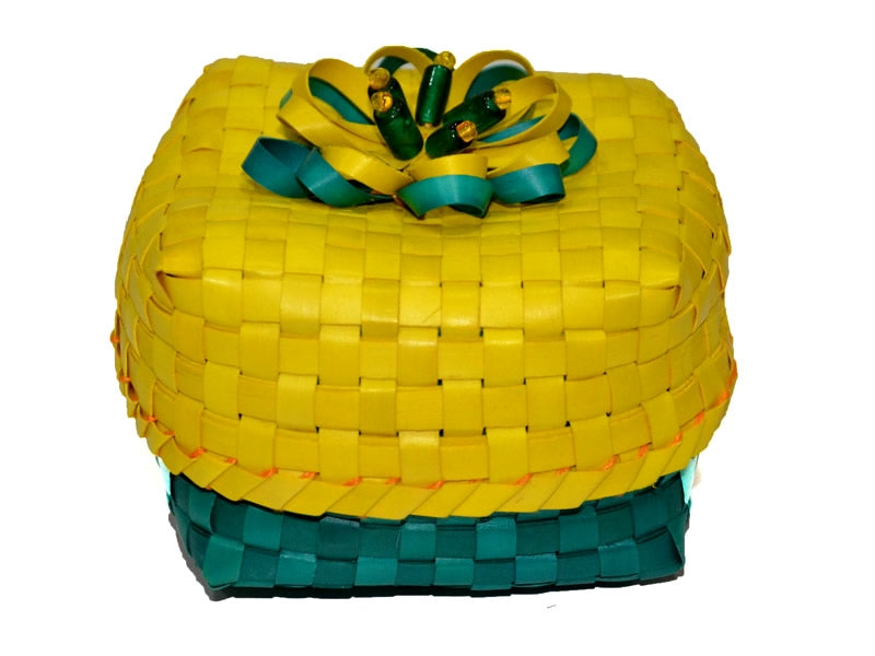 Palm Leaf Gift & Accessory Box (Yellow Green)