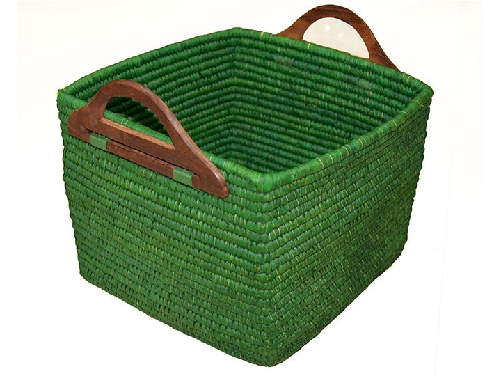 Sabai Grass & Palm Leaf Storage Basket Green